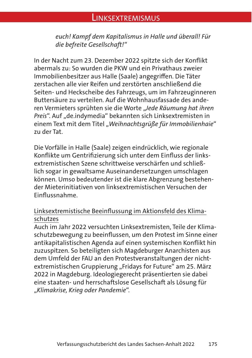 Seite 177 des Verfassungsschutzbericht 2022 Sachsen-Anhalt