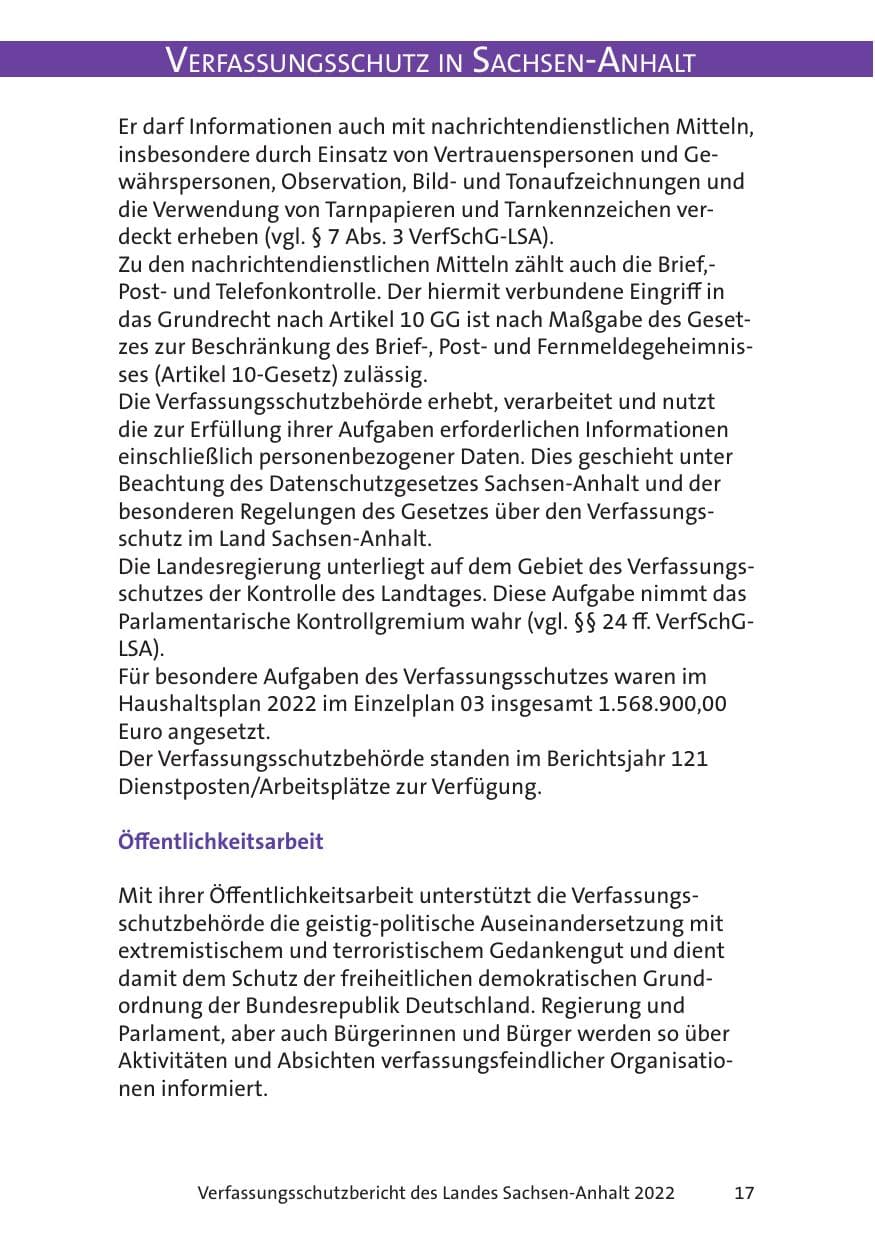 Seite 19 des Verfassungsschutzbericht 2022 Sachsen-Anhalt