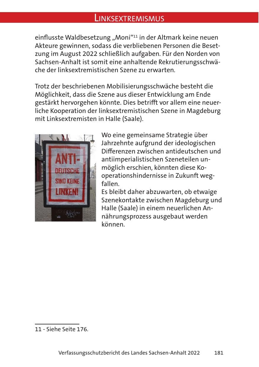Seite 183 des Verfassungsschutzbericht 2022 Sachsen-Anhalt