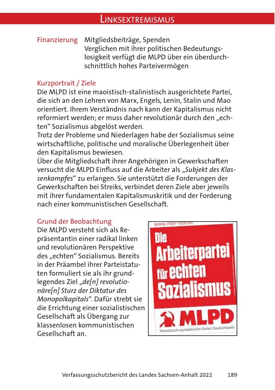 Seite 191 des Verfassungsschutzbericht 2022 Sachsen-Anhalt