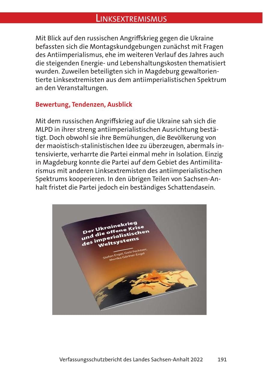 Seite 193 des Verfassungsschutzbericht 2022 Sachsen-Anhalt