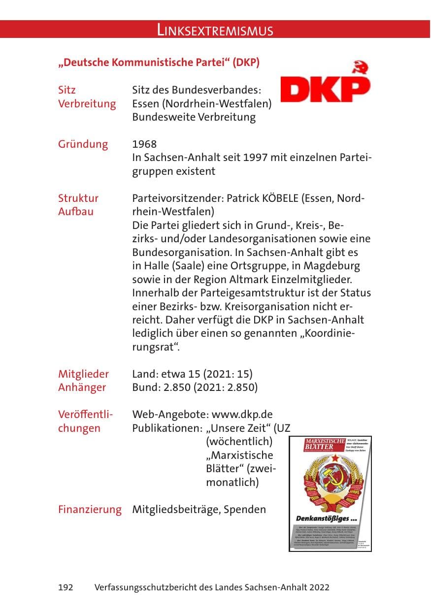 Seite 194 des Verfassungsschutzbericht 2022 Sachsen-Anhalt