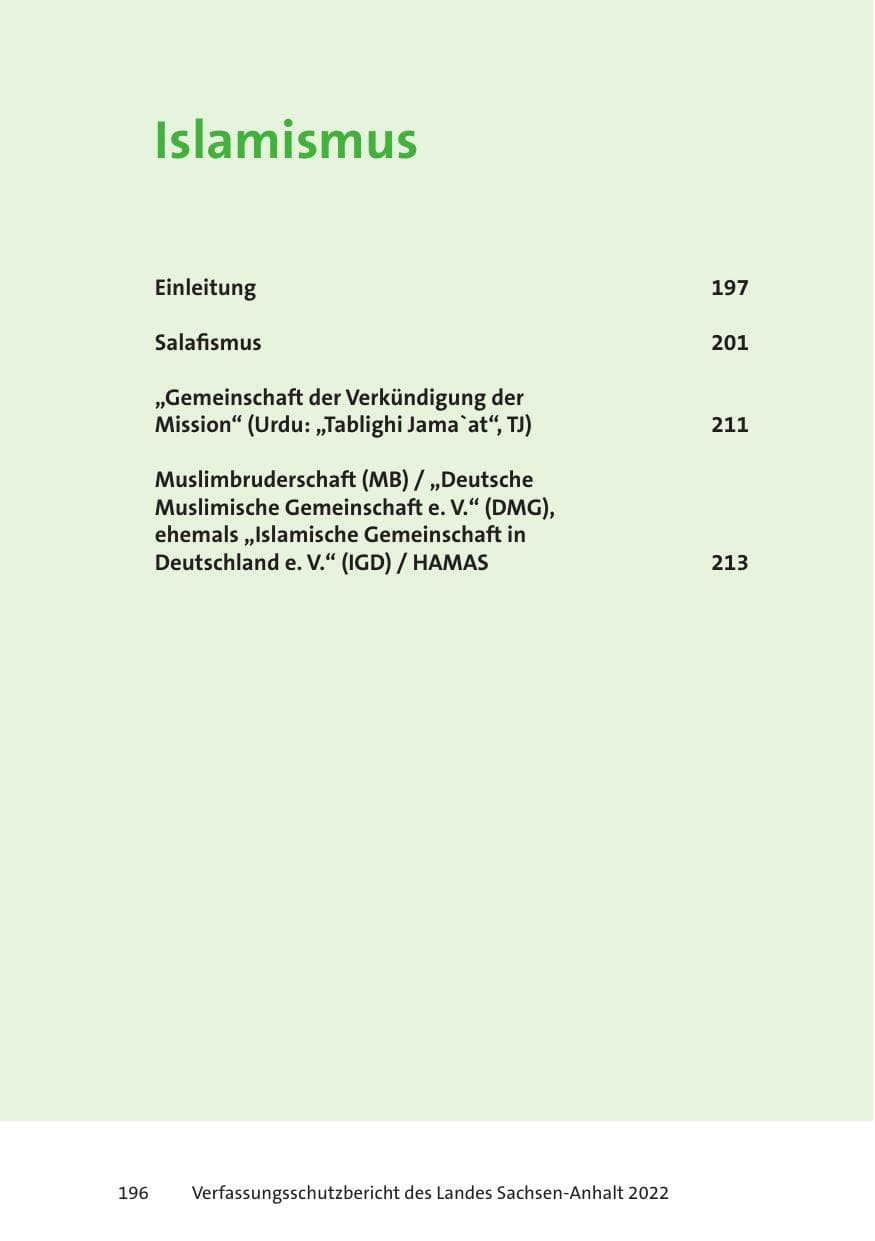Seite 198 des Verfassungsschutzbericht 2022 Sachsen-Anhalt