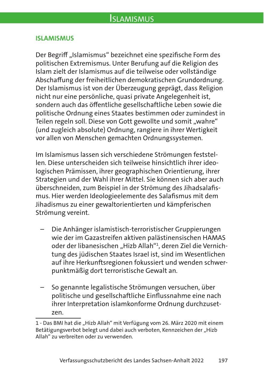 Seite 199 des Verfassungsschutzbericht 2022 Sachsen-Anhalt