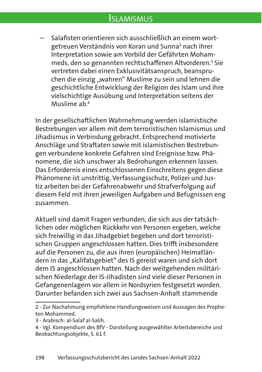 Seite 200 des Verfassungsschutzbericht 2022 Sachsen-Anhalt