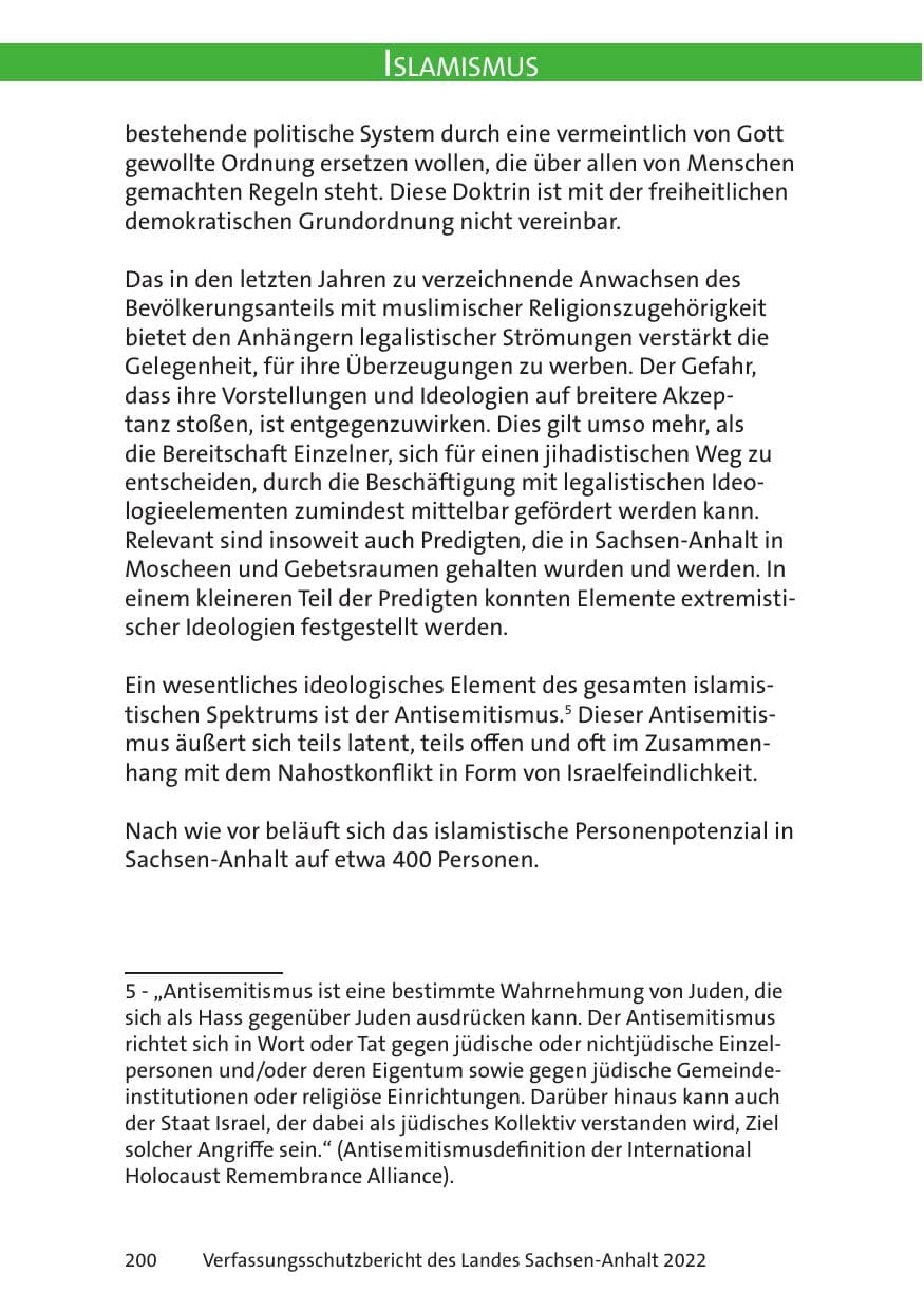 Seite 202 des Verfassungsschutzbericht 2022 Sachsen-Anhalt