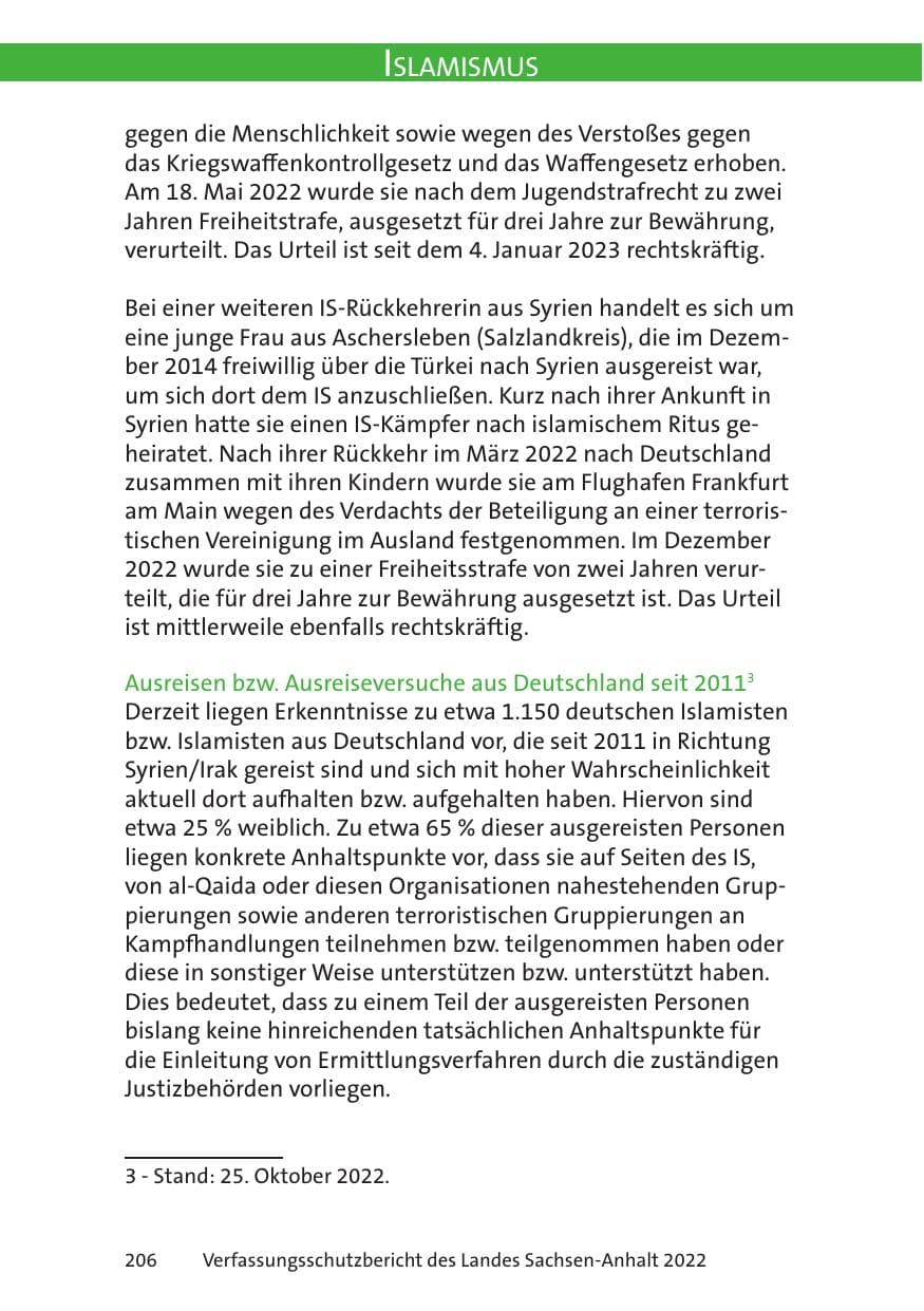Seite 208 des Verfassungsschutzbericht 2022 Sachsen-Anhalt