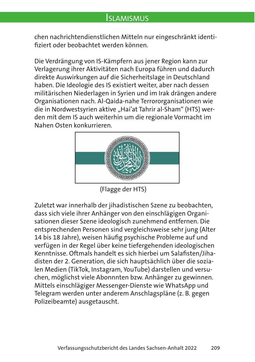 Seite 211 des Verfassungsschutzbericht 2022 Sachsen-Anhalt