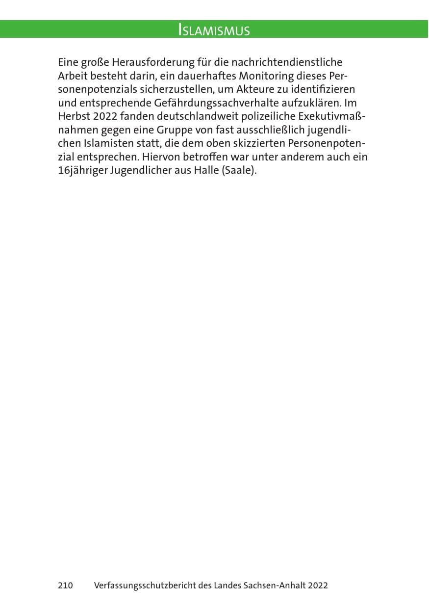 Seite 212 des Verfassungsschutzbericht 2022 Sachsen-Anhalt