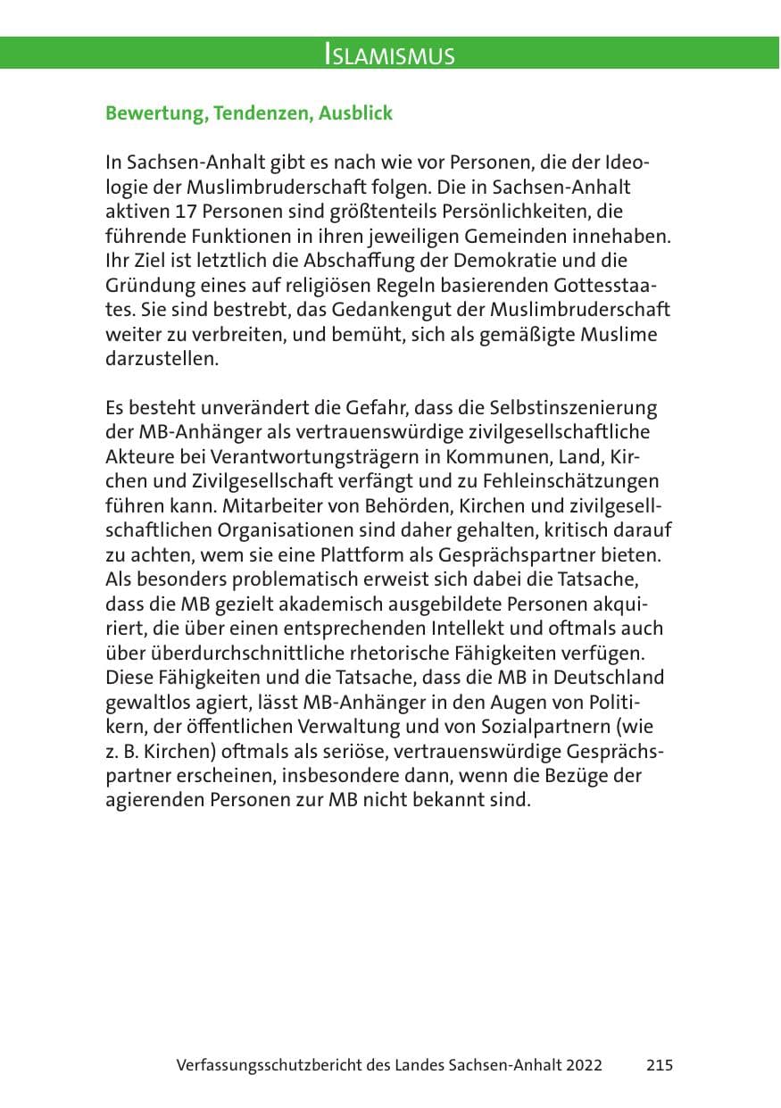 Seite 217 des Verfassungsschutzbericht 2022 Sachsen-Anhalt