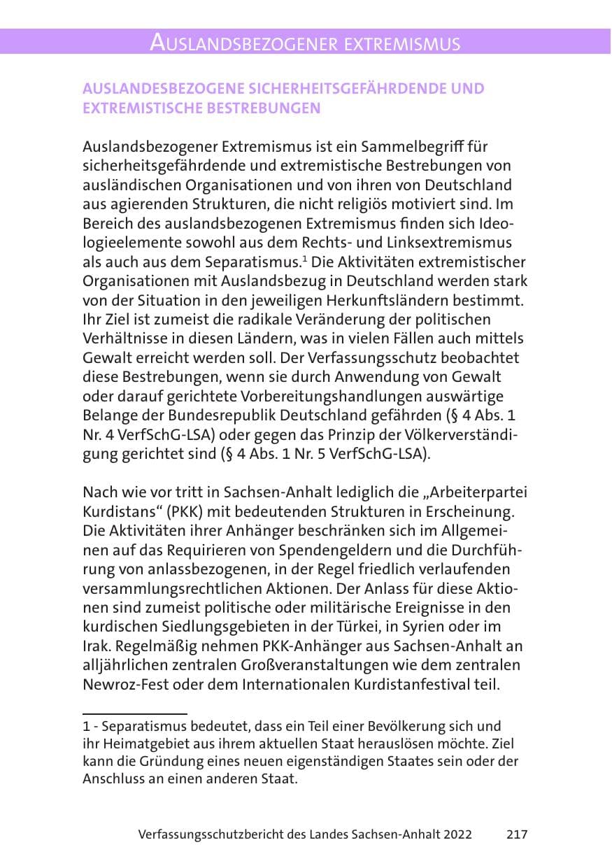 Seite 219 des Verfassungsschutzbericht 2022 Sachsen-Anhalt