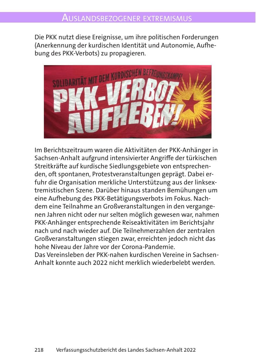 Seite 220 des Verfassungsschutzbericht 2022 Sachsen-Anhalt