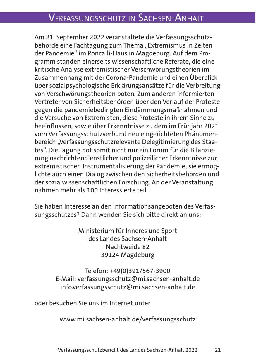 Seite 23 des Verfassungsschutzbericht 2022 Sachsen-Anhalt