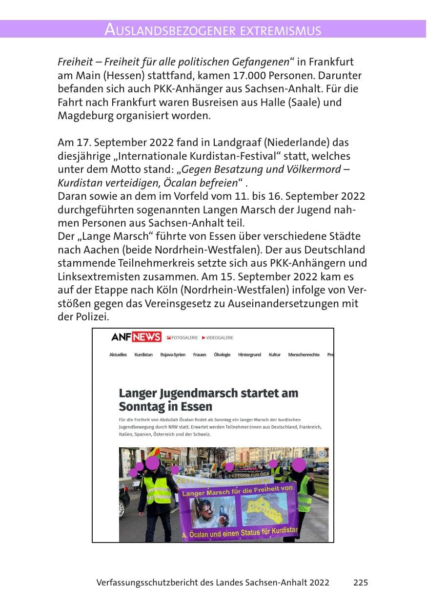 Seite 227 des Verfassungsschutzbericht 2022 Sachsen-Anhalt