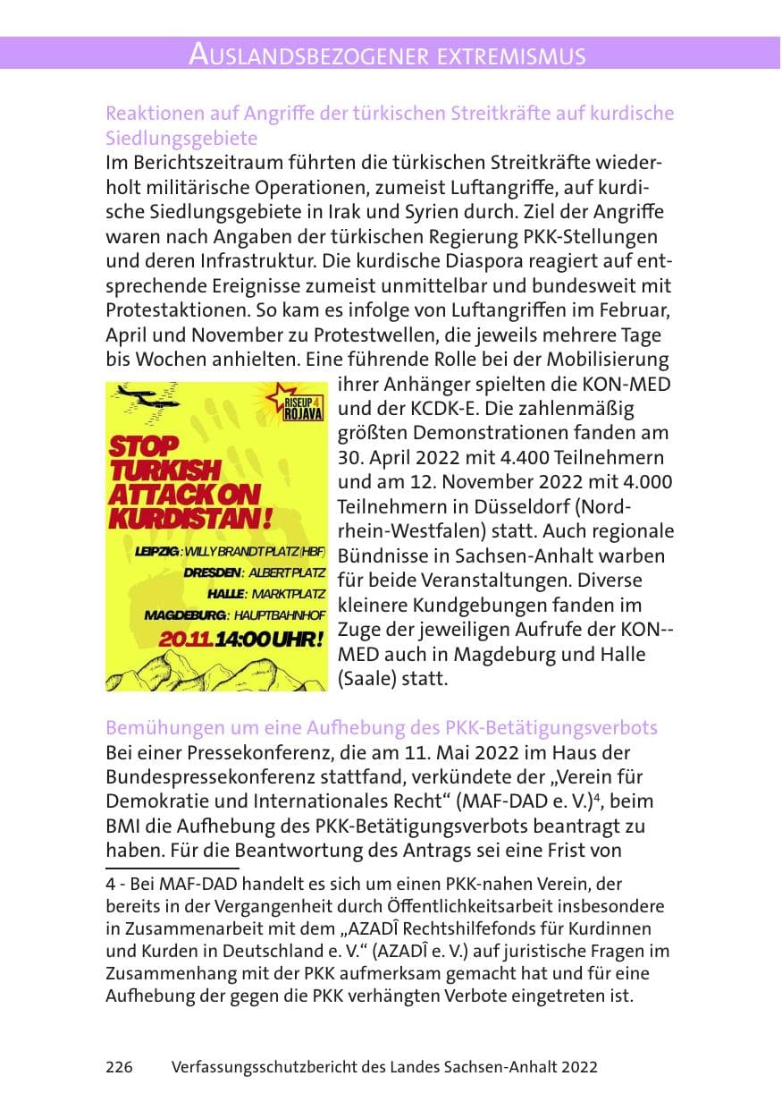 Seite 228 des Verfassungsschutzbericht 2022 Sachsen-Anhalt