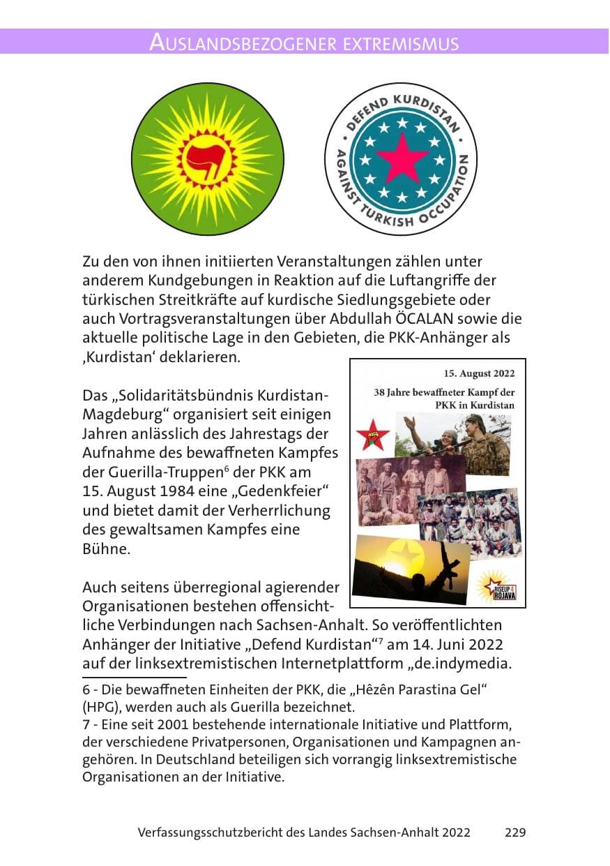 Seite 231 des Verfassungsschutzbericht 2022 Sachsen-Anhalt