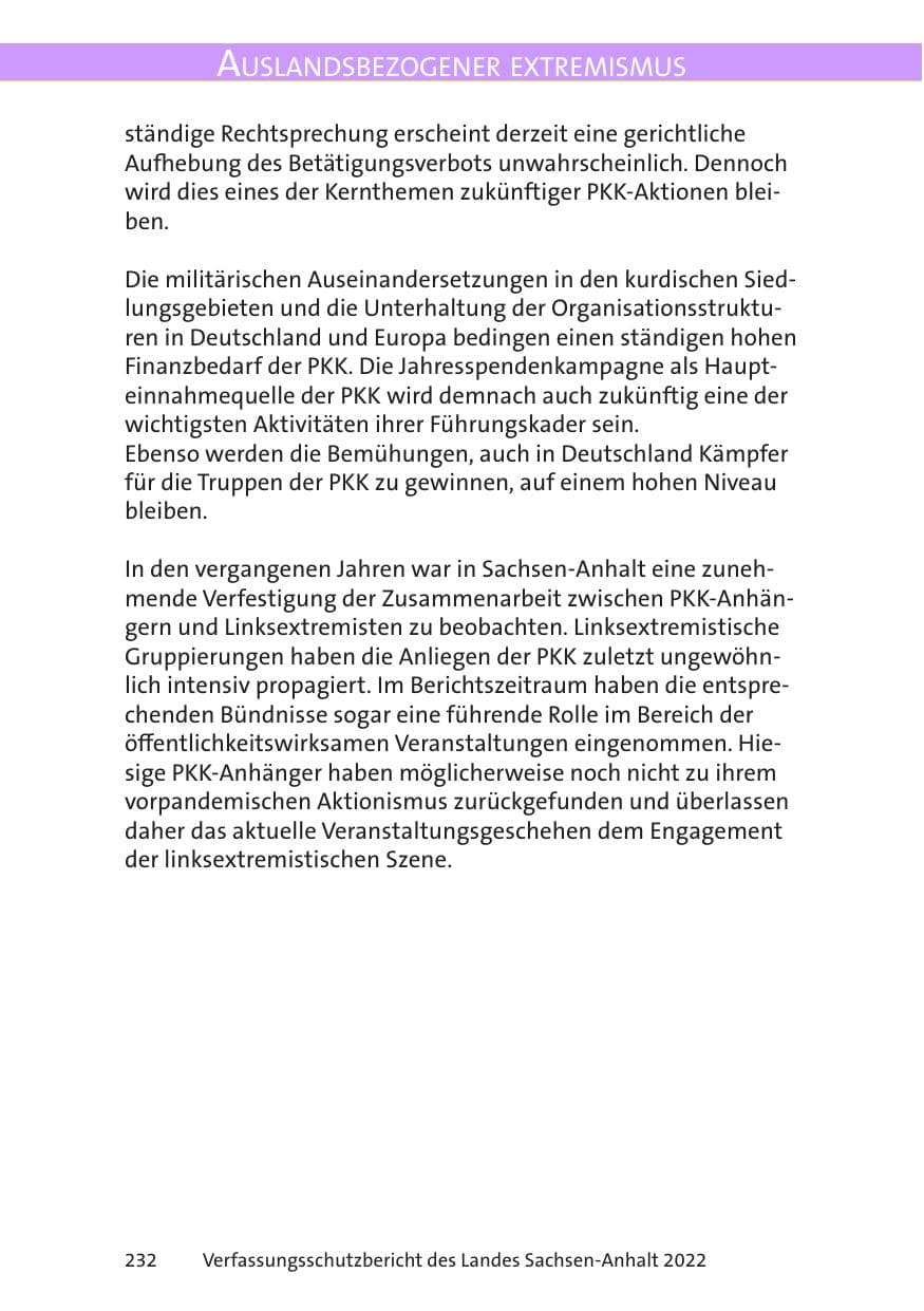 Seite 234 des Verfassungsschutzbericht 2022 Sachsen-Anhalt