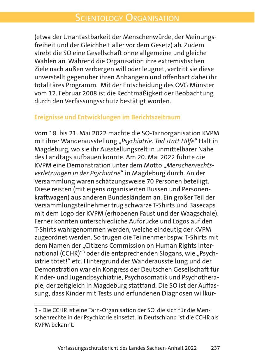 Seite 239 des Verfassungsschutzbericht 2022 Sachsen-Anhalt