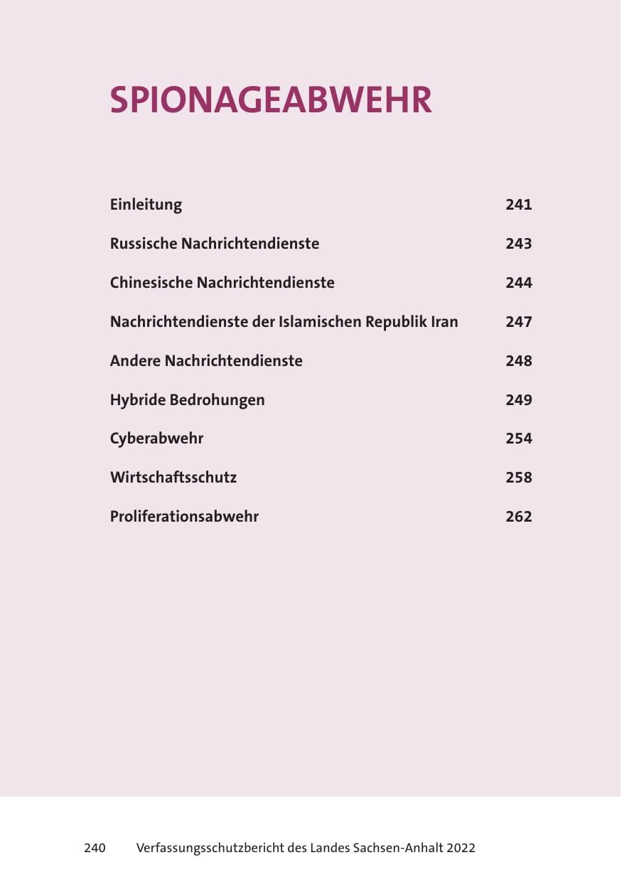 Seite 242 des Verfassungsschutzbericht 2022 Sachsen-Anhalt