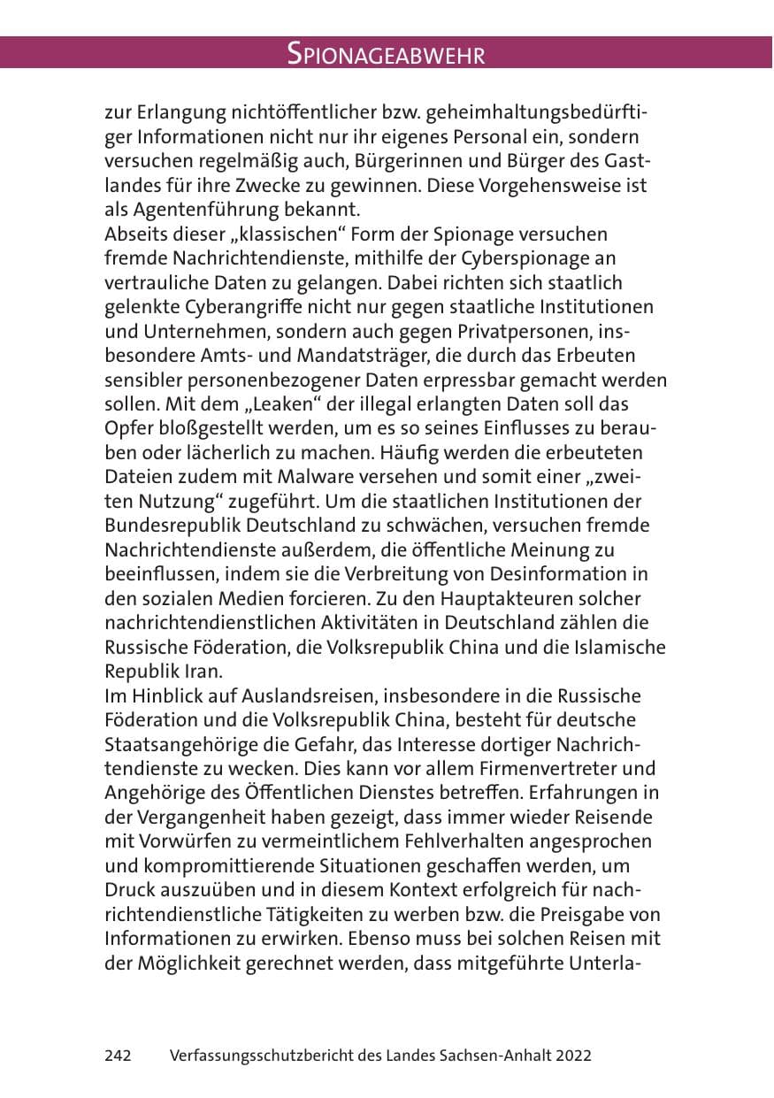 Seite 244 des Verfassungsschutzbericht 2022 Sachsen-Anhalt