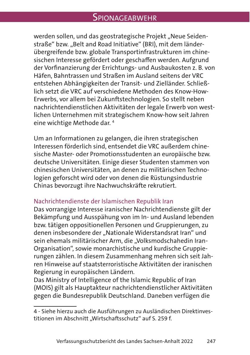 Seite 249 des Verfassungsschutzbericht 2022 Sachsen-Anhalt