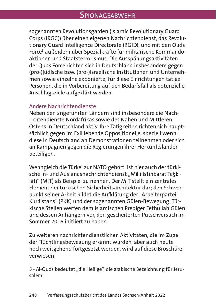 Seite 250 des Verfassungsschutzbericht 2022 Sachsen-Anhalt