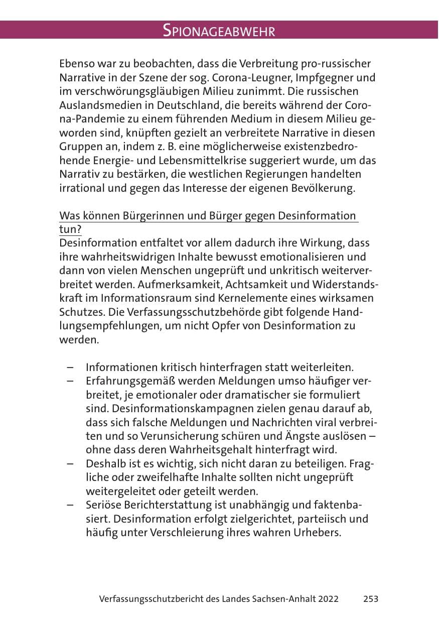 Seite 255 des Verfassungsschutzbericht 2022 Sachsen-Anhalt