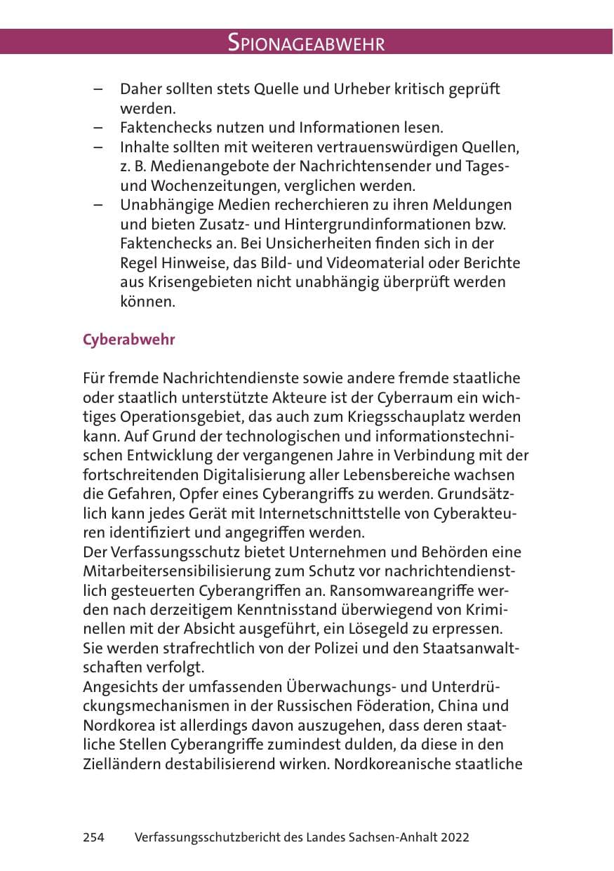 Seite 256 des Verfassungsschutzbericht 2022 Sachsen-Anhalt