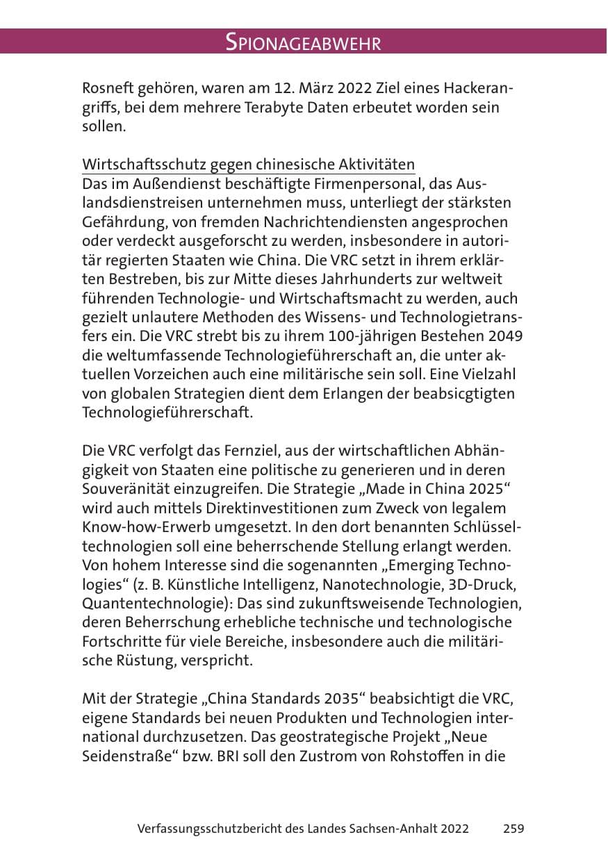 Seite 261 des Verfassungsschutzbericht 2022 Sachsen-Anhalt