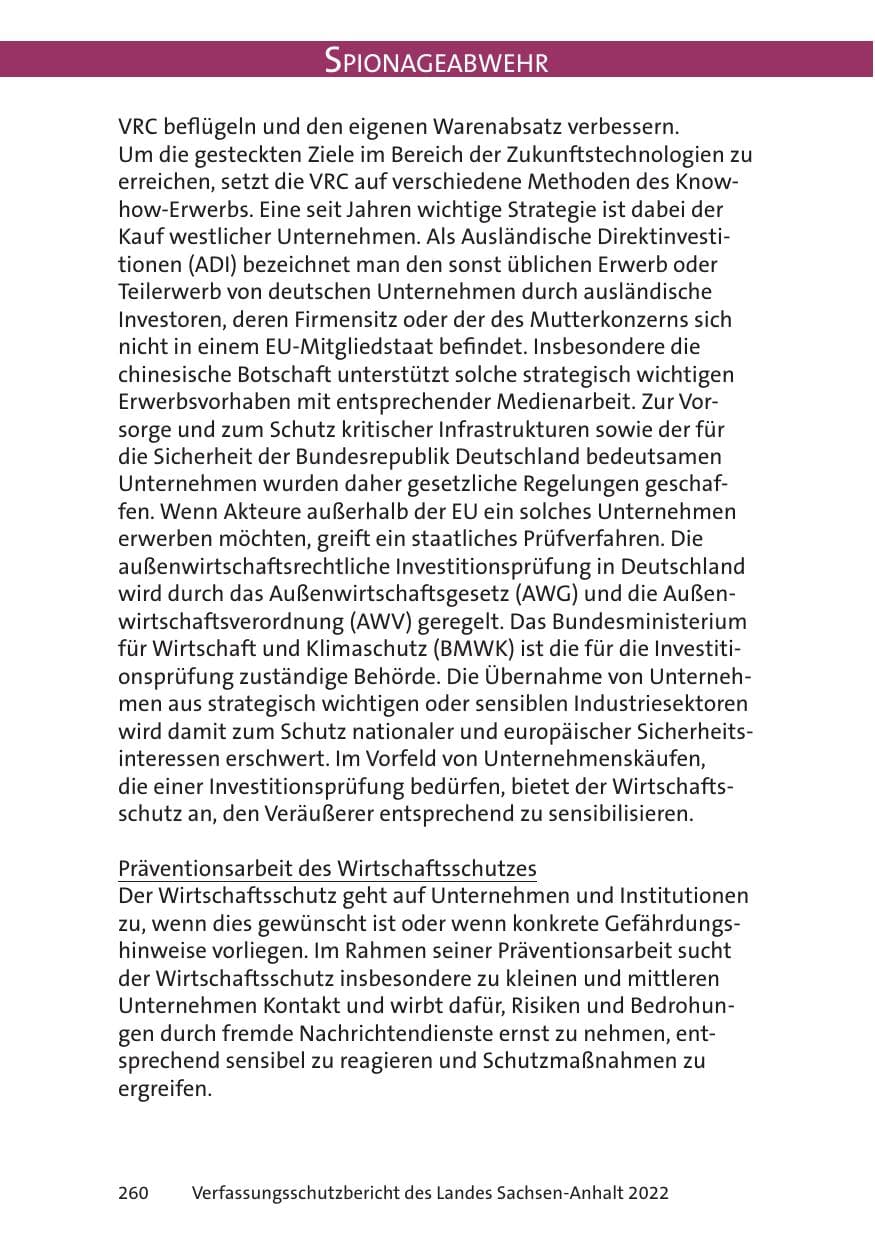 Seite 262 des Verfassungsschutzbericht 2022 Sachsen-Anhalt