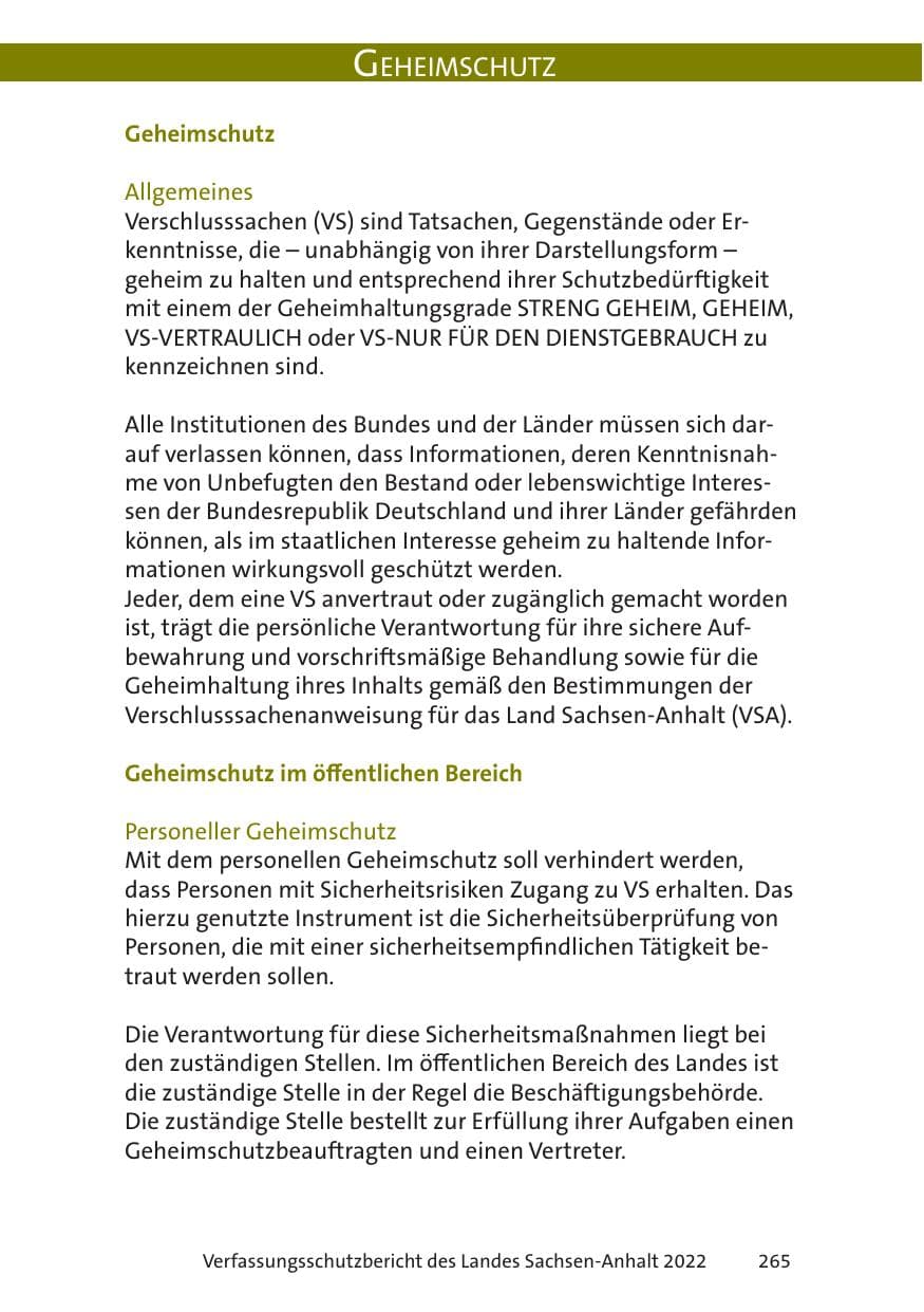 Seite 267 des Verfassungsschutzbericht 2022 Sachsen-Anhalt