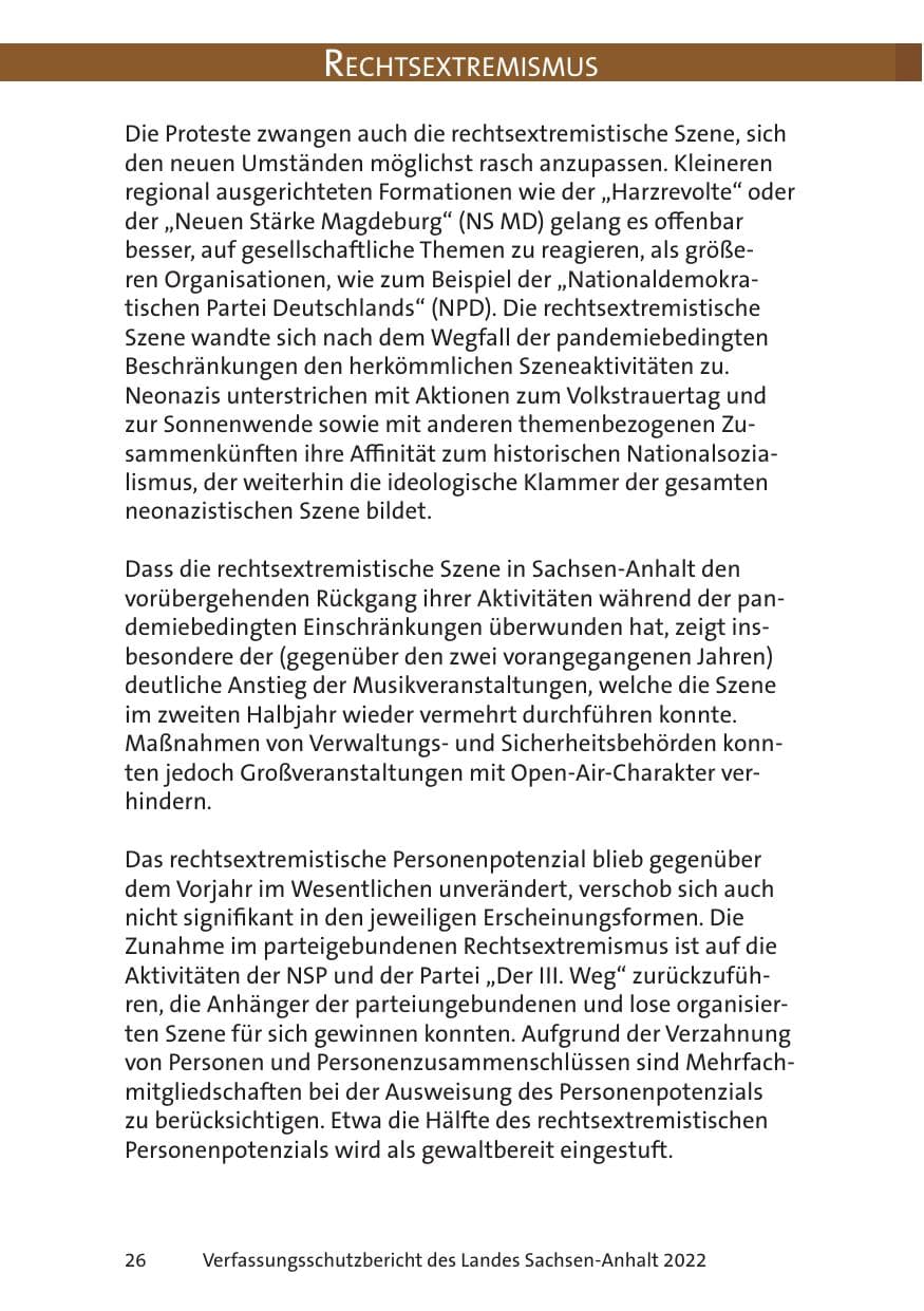 Seite 28 des Verfassungsschutzbericht 2022 Sachsen-Anhalt