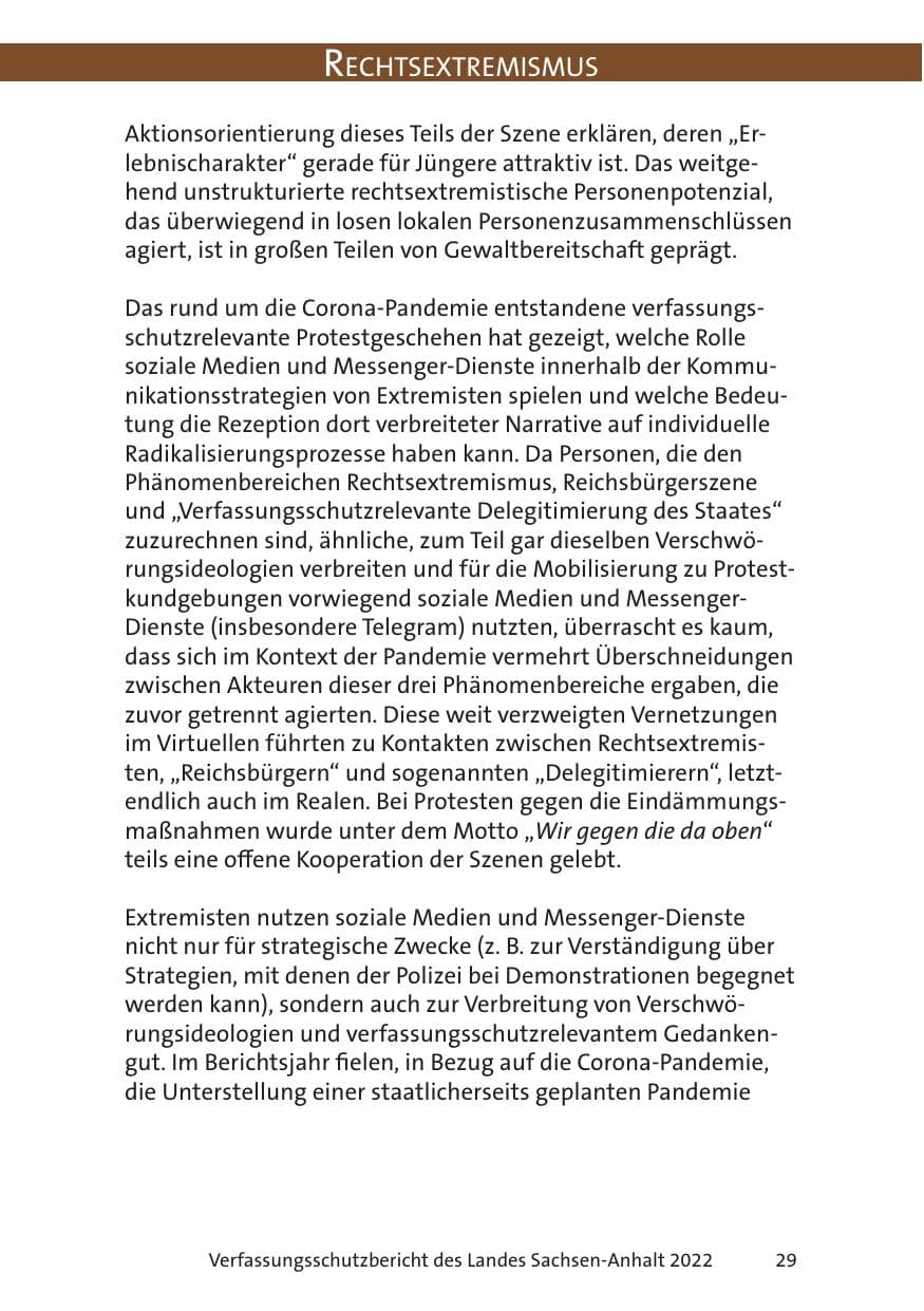 Seite 31 des Verfassungsschutzbericht 2022 Sachsen-Anhalt