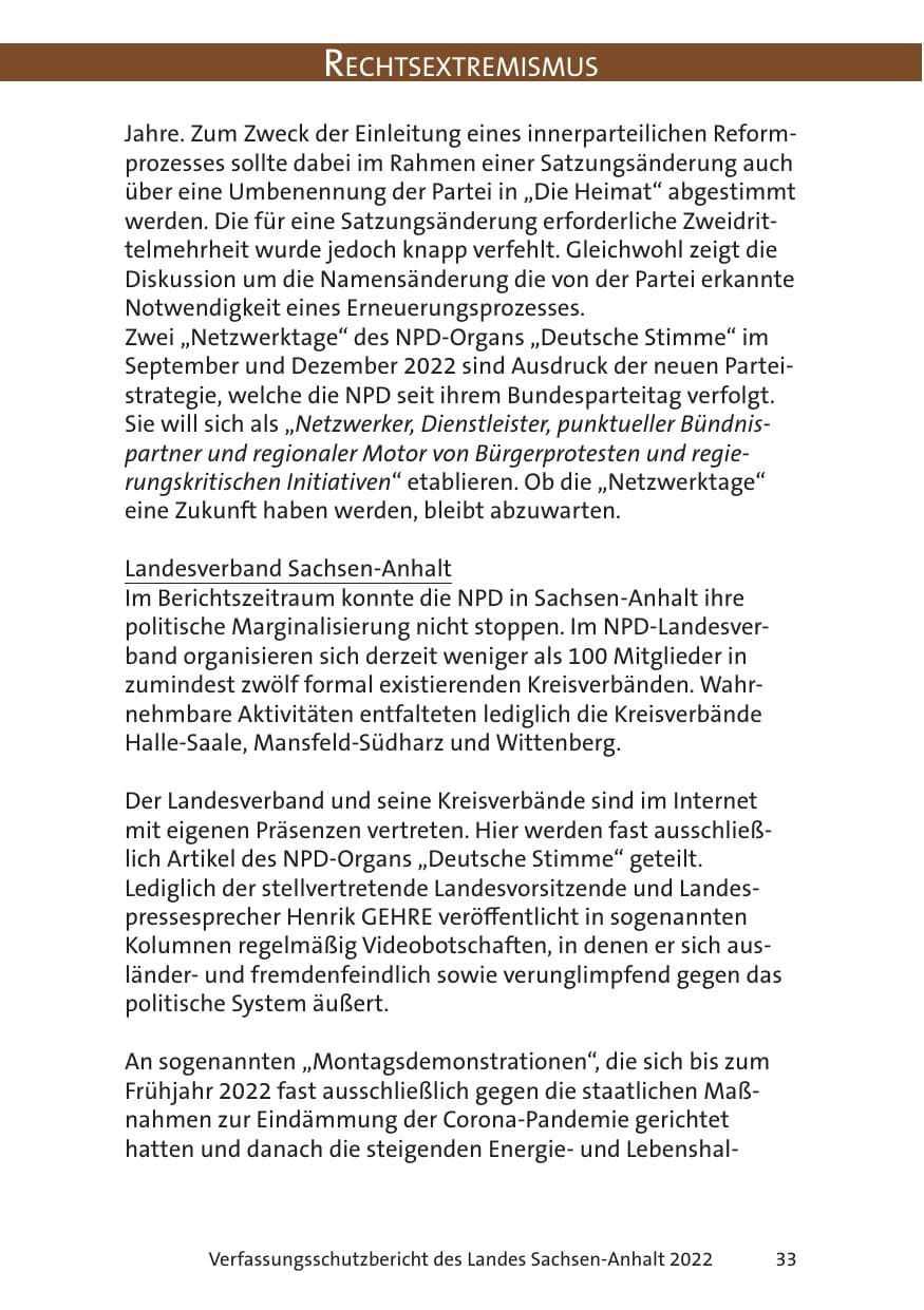Seite 35 des Verfassungsschutzbericht 2022 Sachsen-Anhalt