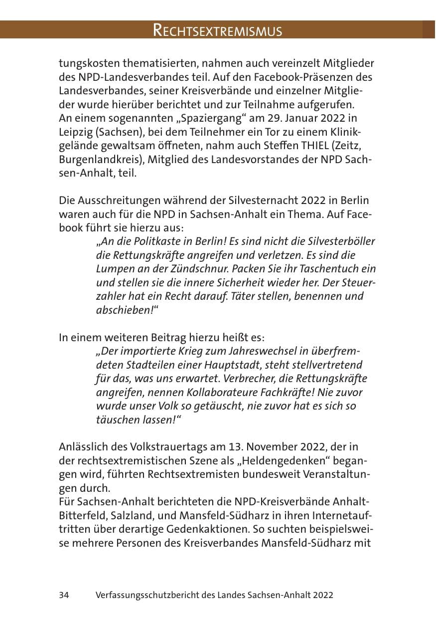 Seite 36 des Verfassungsschutzbericht 2022 Sachsen-Anhalt