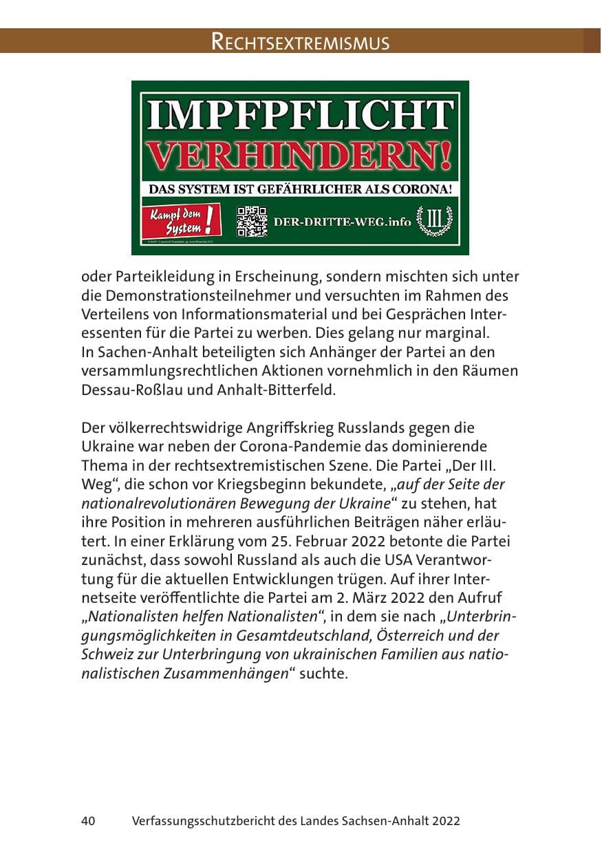 Seite 42 des Verfassungsschutzbericht 2022 Sachsen-Anhalt