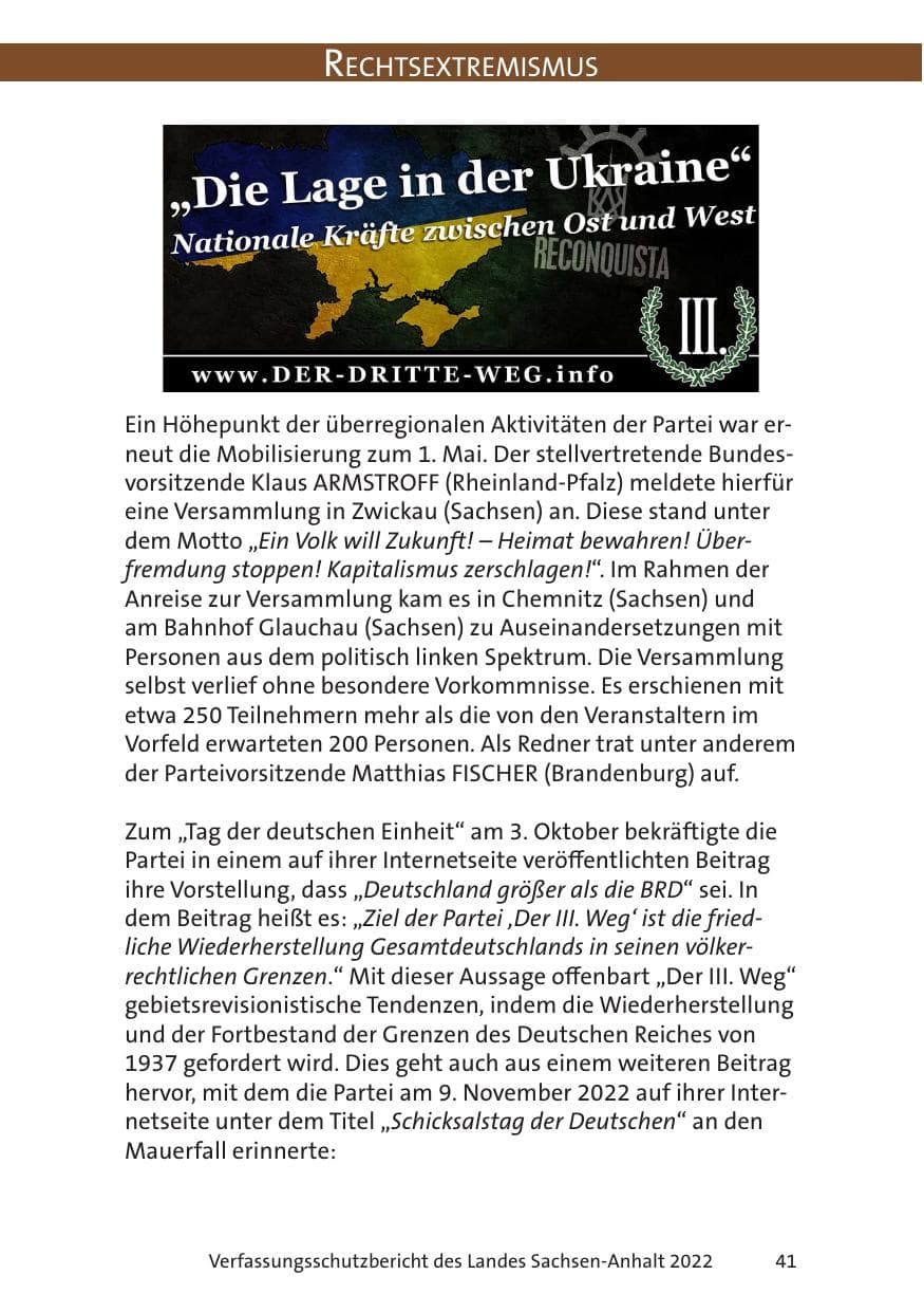 Seite 43 des Verfassungsschutzbericht 2022 Sachsen-Anhalt
