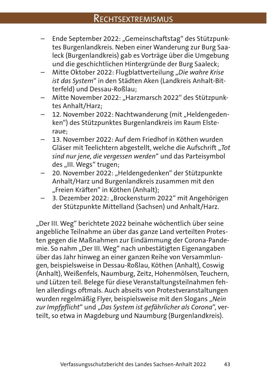 Seite 45 des Verfassungsschutzbericht 2022 Sachsen-Anhalt
