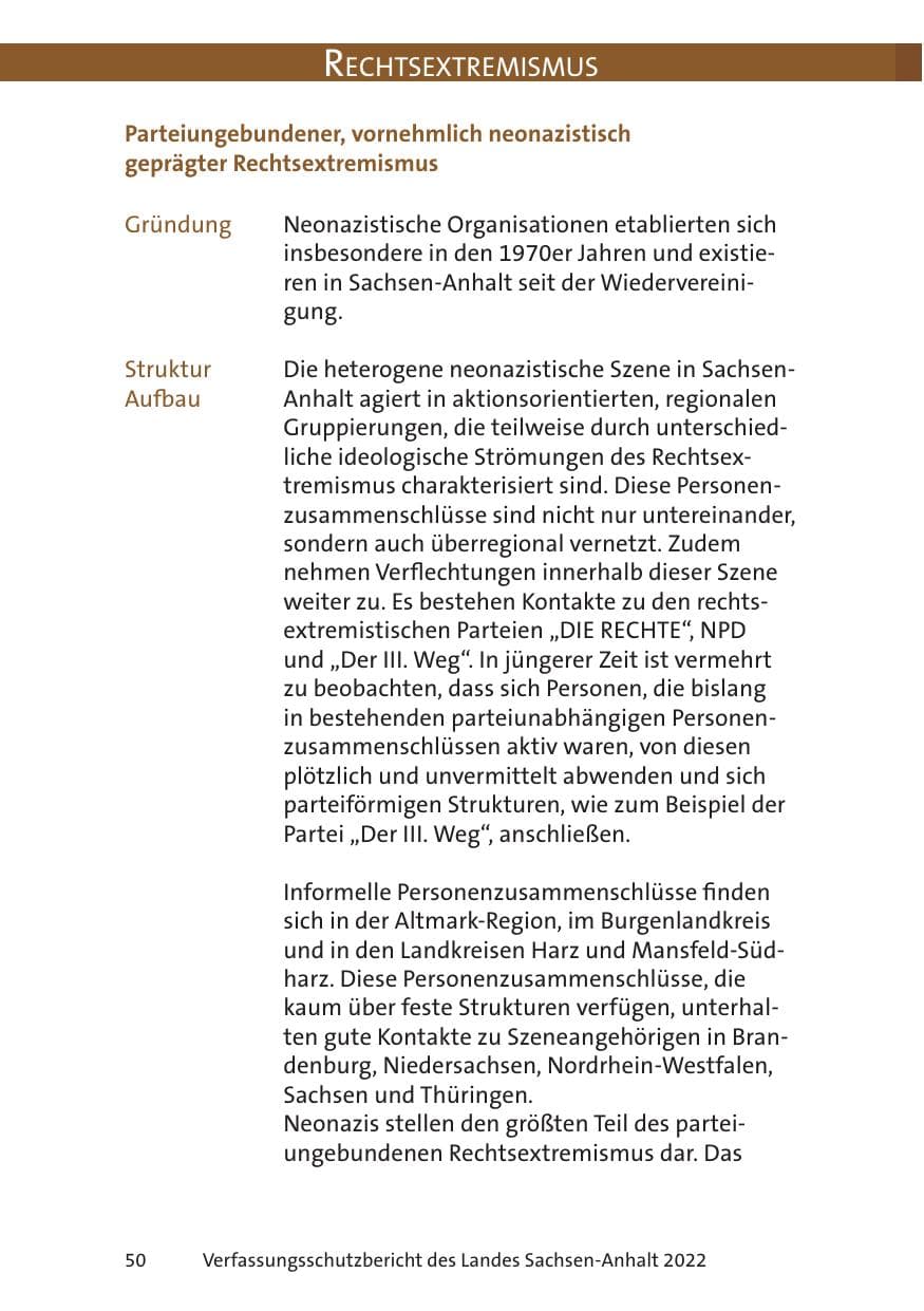 Seite 52 des Verfassungsschutzbericht 2022 Sachsen-Anhalt