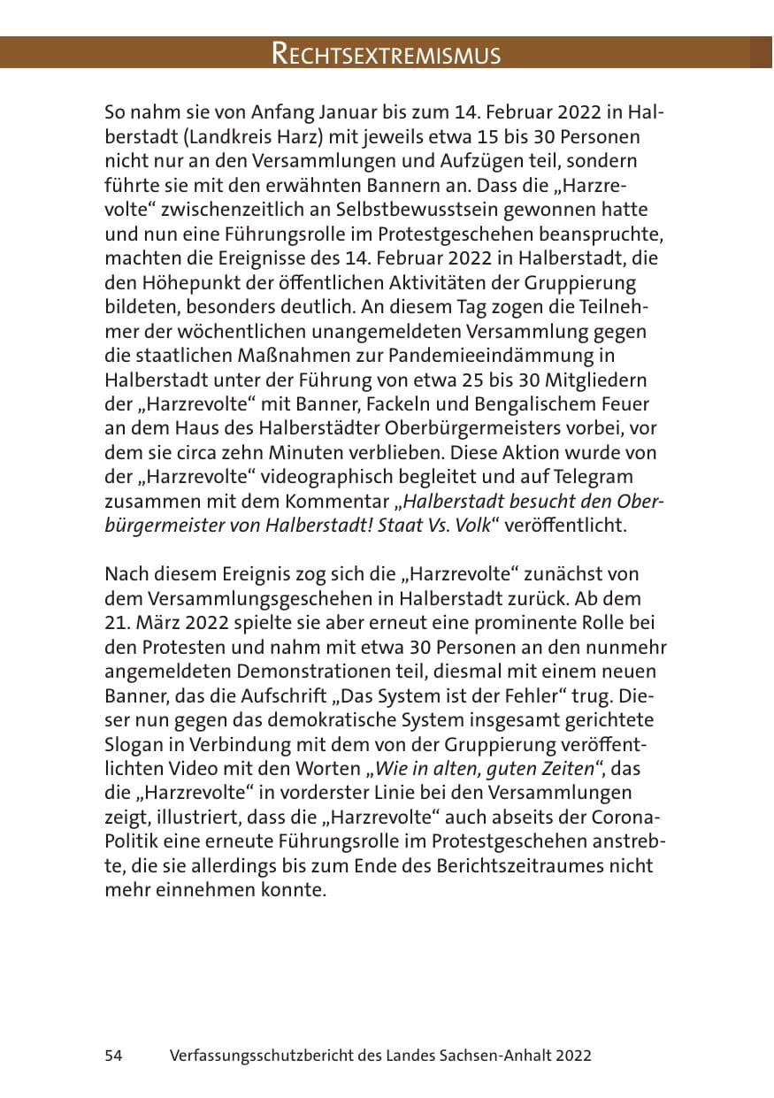 Seite 56 des Verfassungsschutzbericht 2022 Sachsen-Anhalt