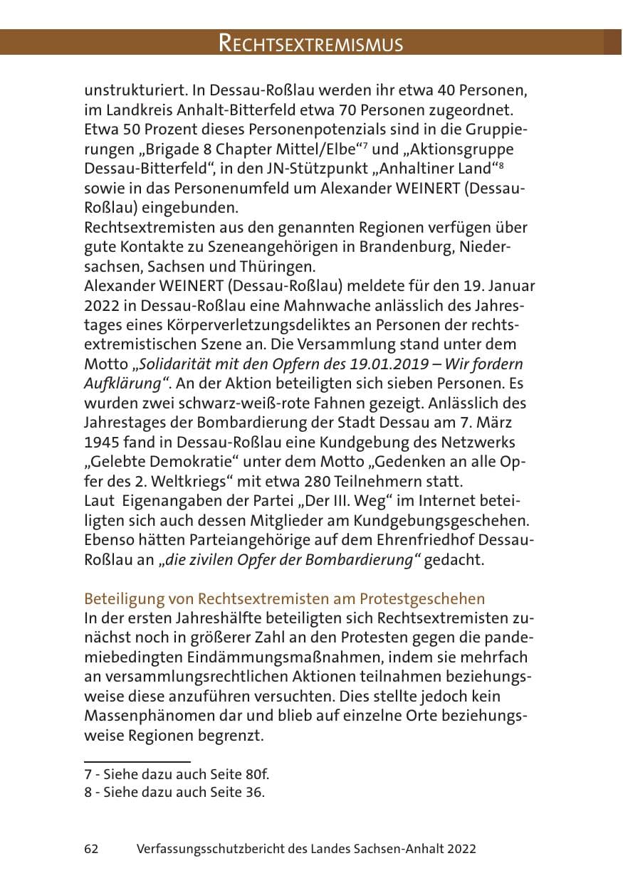Seite 64 des Verfassungsschutzbericht 2022 Sachsen-Anhalt