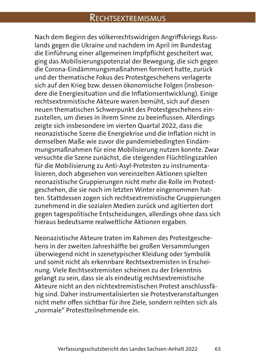 Seite 65 des Verfassungsschutzbericht 2022 Sachsen-Anhalt