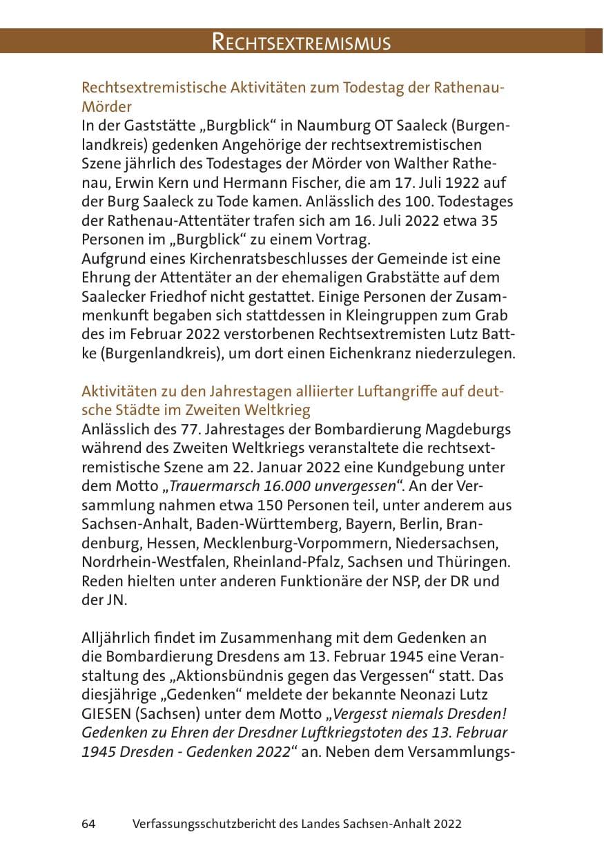 Seite 66 des Verfassungsschutzbericht 2022 Sachsen-Anhalt