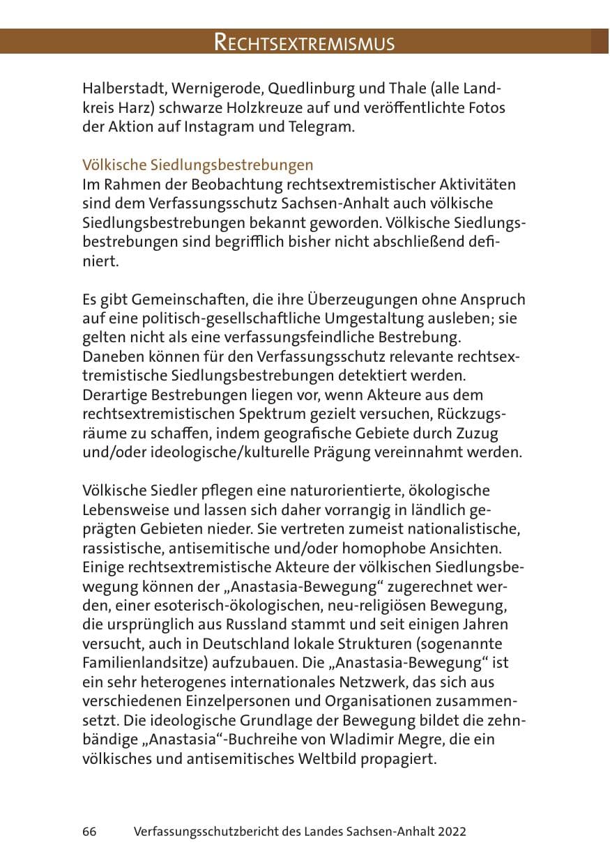 Seite 68 des Verfassungsschutzbericht 2022 Sachsen-Anhalt