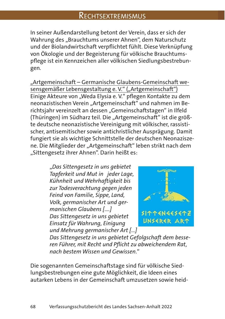 Seite 70 des Verfassungsschutzbericht 2022 Sachsen-Anhalt