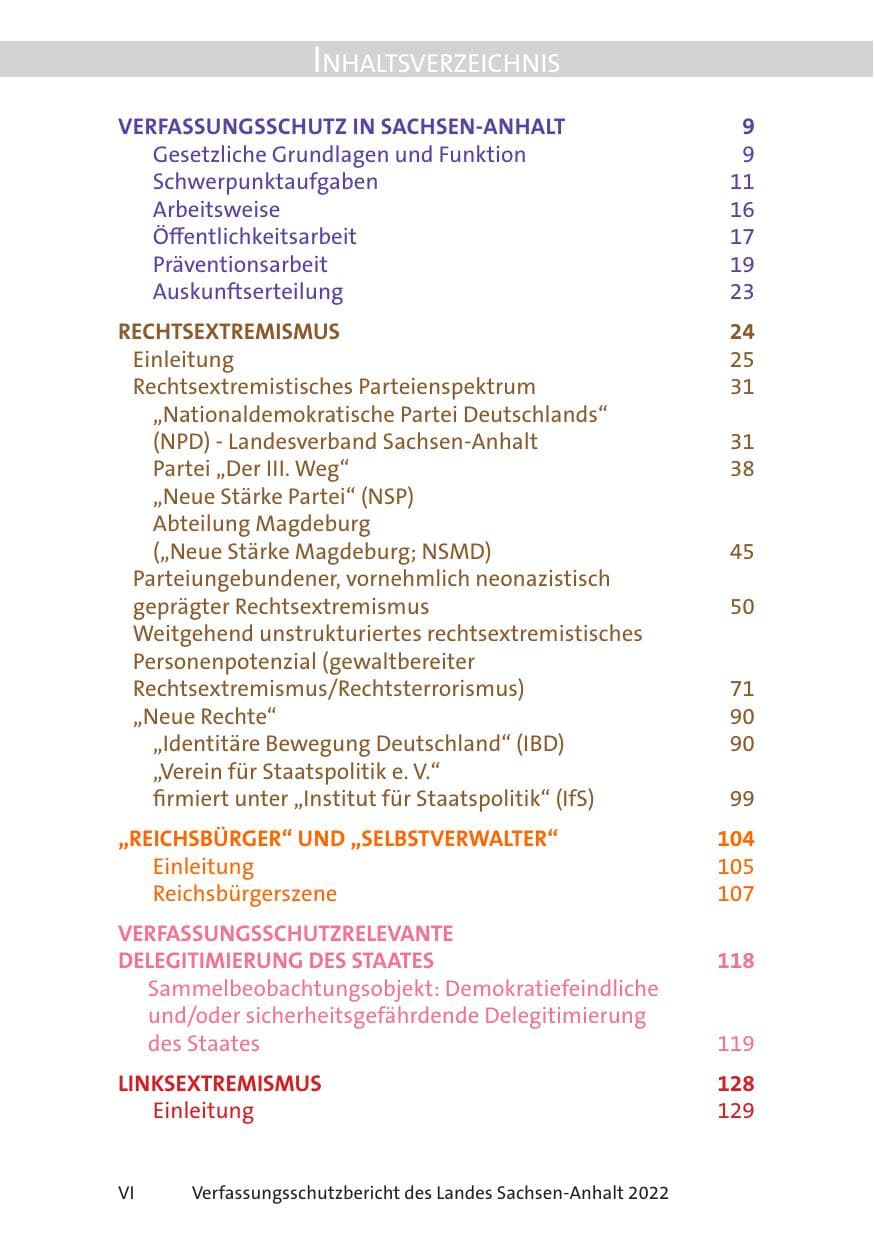 Seite 8 des Verfassungsschutzbericht 2022 Sachsen-Anhalt
