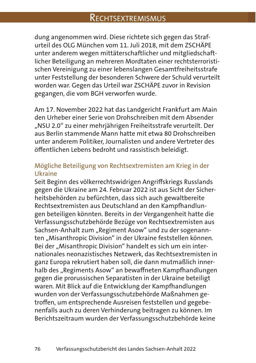 Seite 78 des Verfassungsschutzbericht 2022 Sachsen-Anhalt