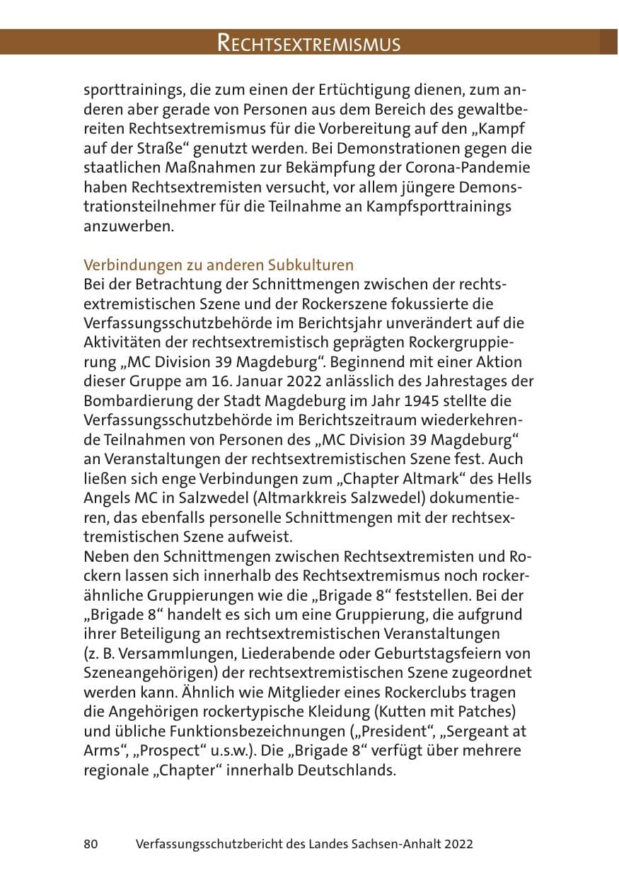 Seite 82 des Verfassungsschutzbericht 2022 Sachsen-Anhalt