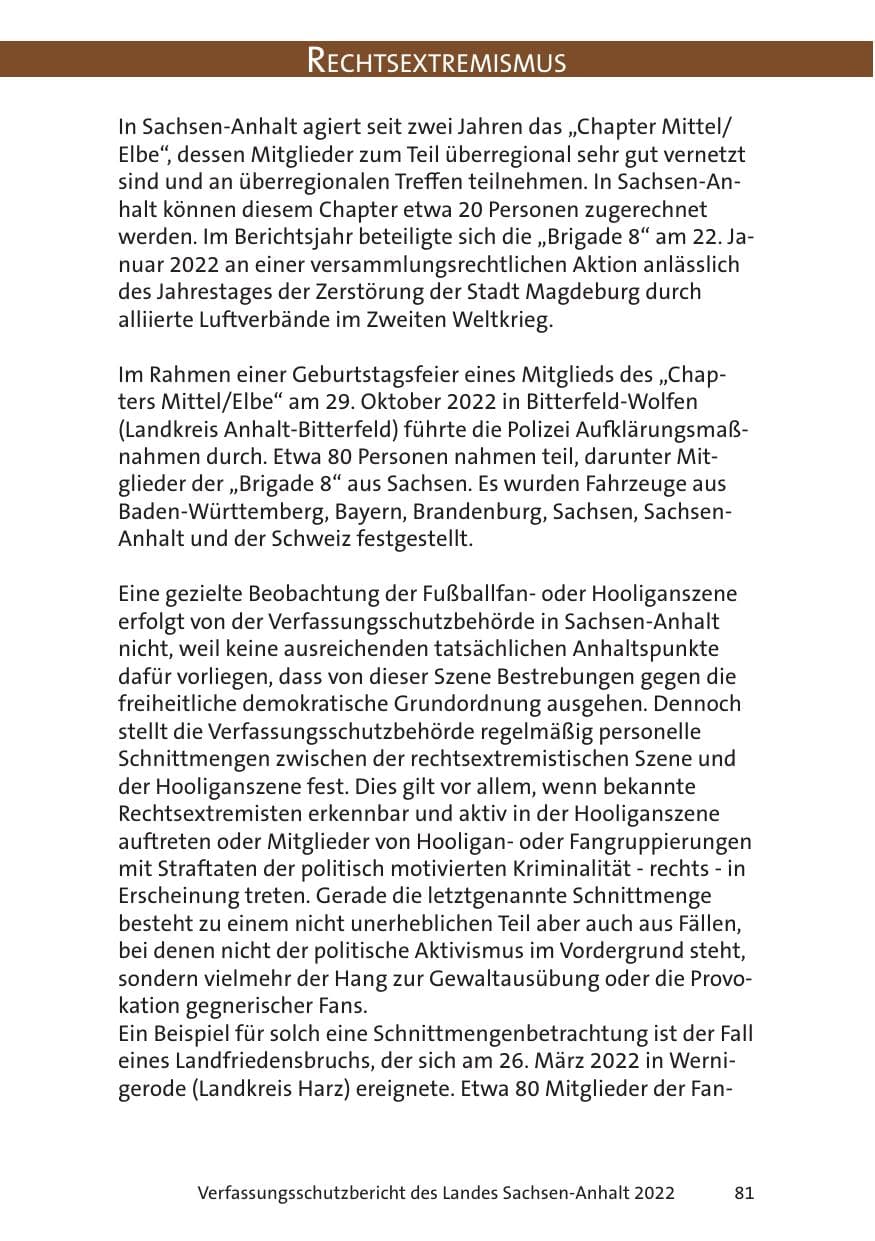 Seite 83 des Verfassungsschutzbericht 2022 Sachsen-Anhalt