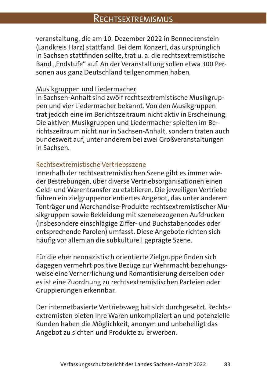 Seite 85 des Verfassungsschutzbericht 2022 Sachsen-Anhalt